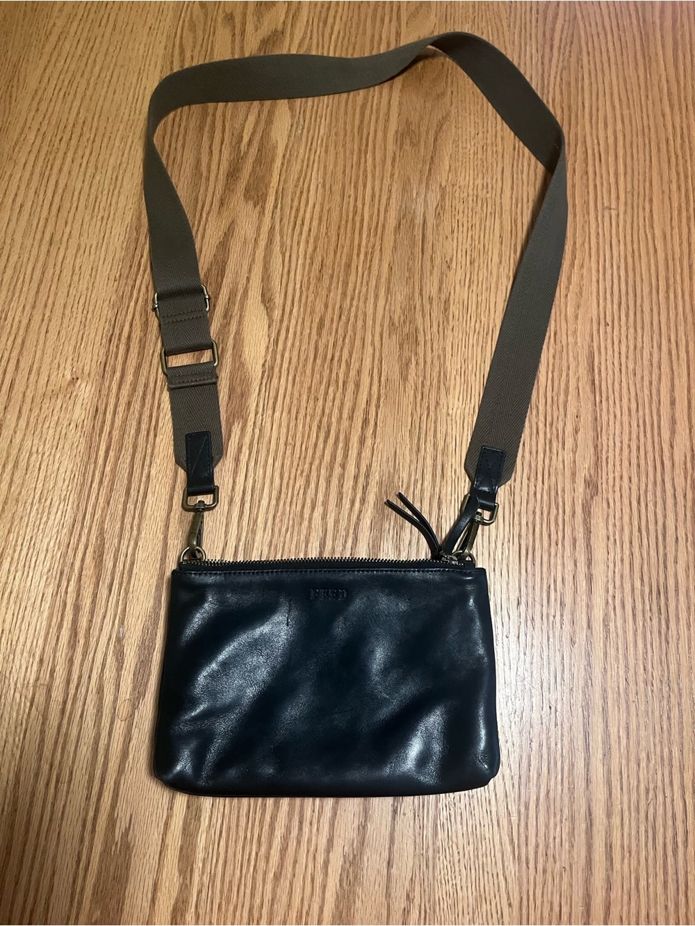 FEED Black Leather Crossbody